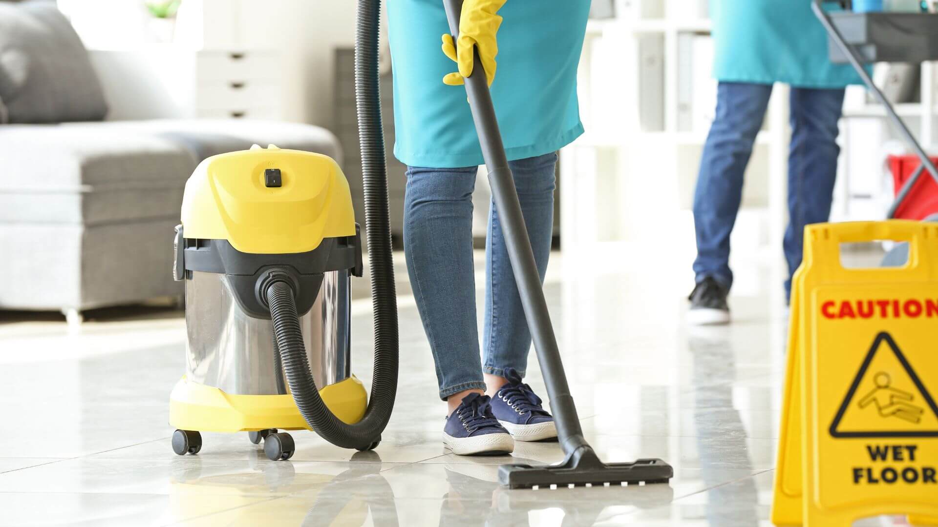 Janitorial cleaning supplies for a medical office