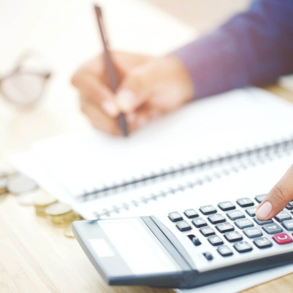 A person doing calculations